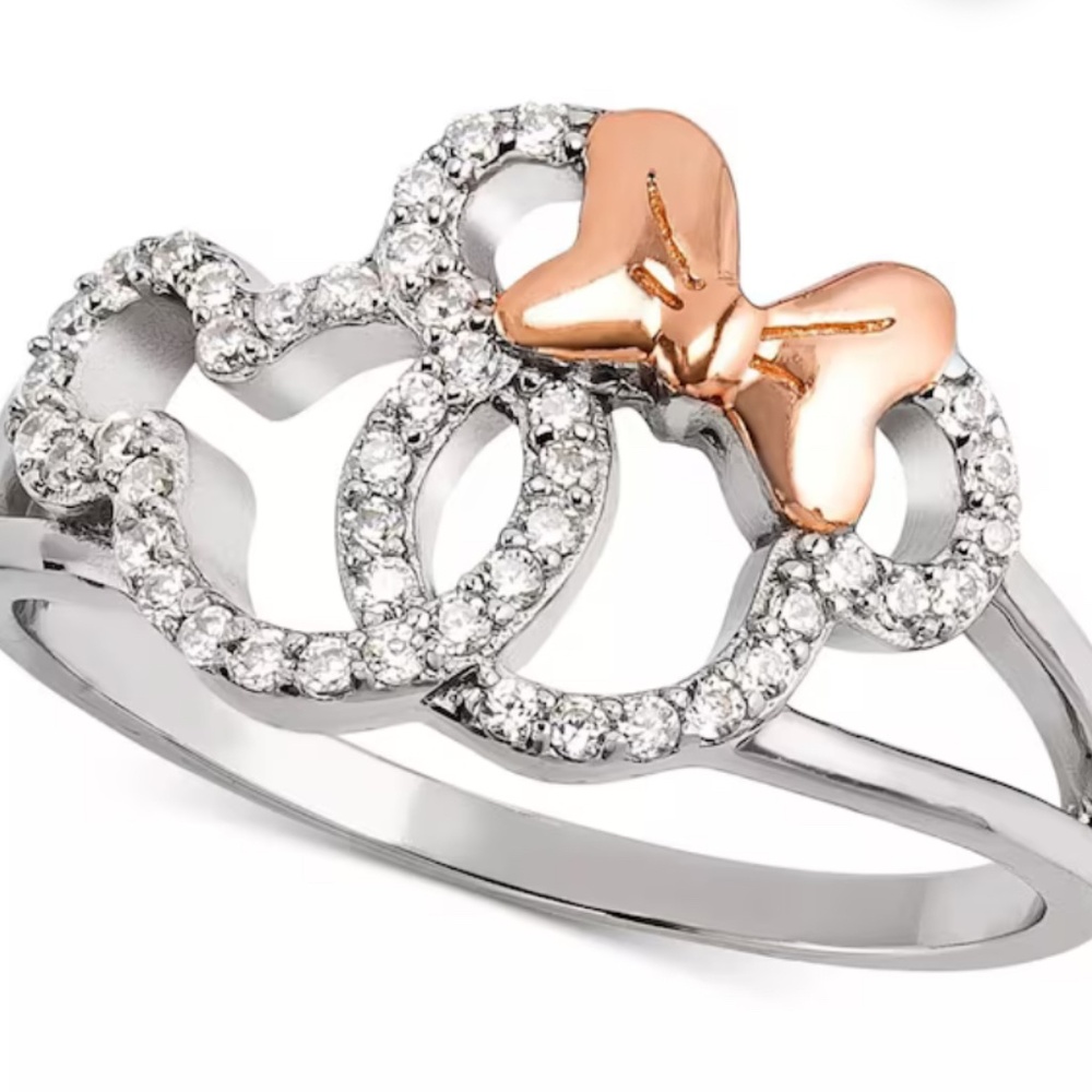Diamonique's Disney Interlocked Minnie & MickeyRing, Sterling - Picture 3 of 11